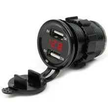 Автомобильное зарядное устройство 12 В DC Мотоцикл Автомобилей 3.1A Dual USB LED Напряжение Вольтметр Панель Автомобильное Зарядное Устройство jun14