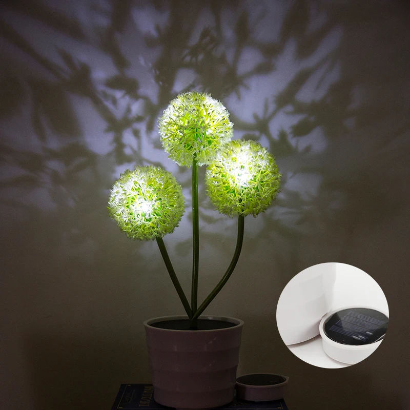 Solar Power Flower 3 LED Light Garden Yard Path Outdoor Decoration Lamp Potted With LED Mood