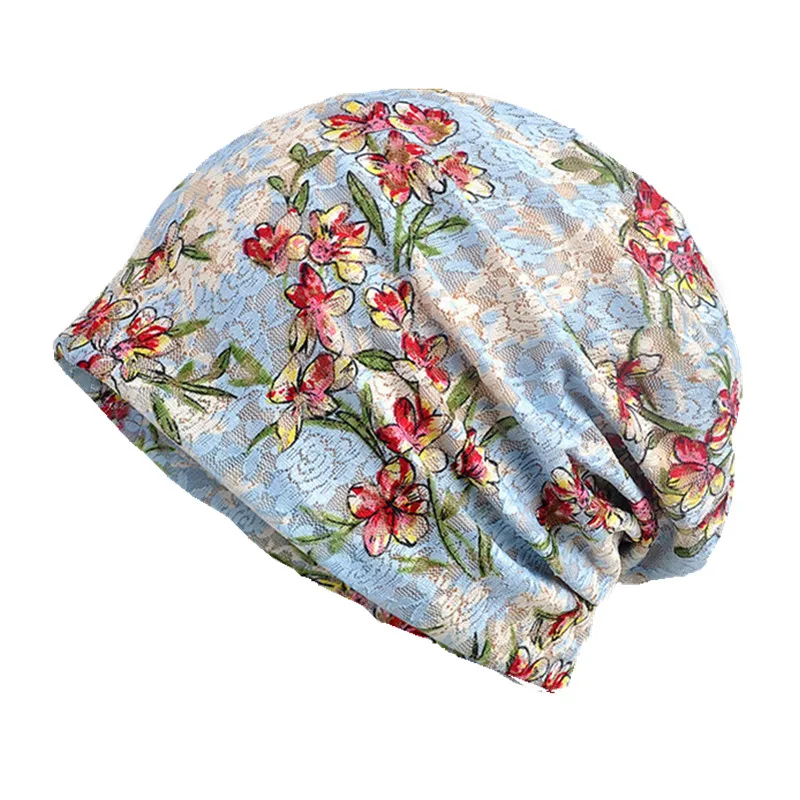New spring summer thin women pregnant month hat female lace jacquard breathable fashion beanies girls caps double use scarf