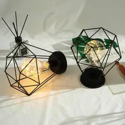 Ретро железа искусства ночные огни минималистский железа подсвечник Night Light алмаз настольная лампа полигон настольная лампа деко Ноэль