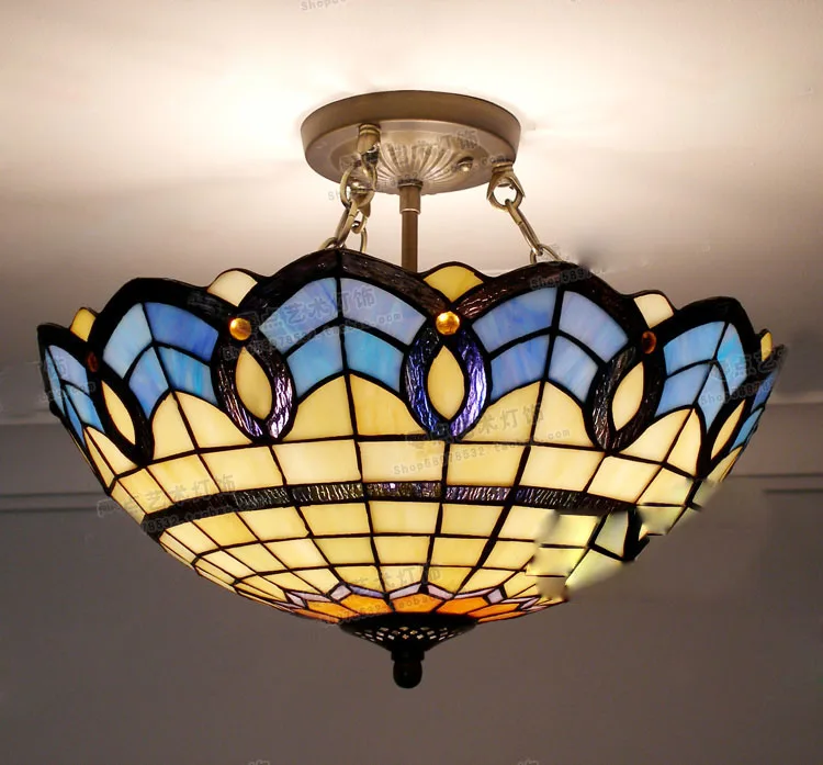

Tiffany Ceiling Lamp Glass Lamps of European Mediterranean style 30cm,40cm,50cm with E27 110-240V LED Ceiling Lights Luminarias