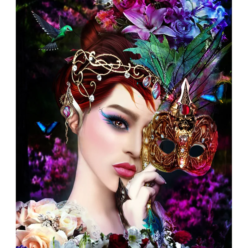 

5D DIY Diamond Painting Embroidery Mask Beauty Diamond Painting Needlework Full Diamond Mosaic Cross Stitch Decor
