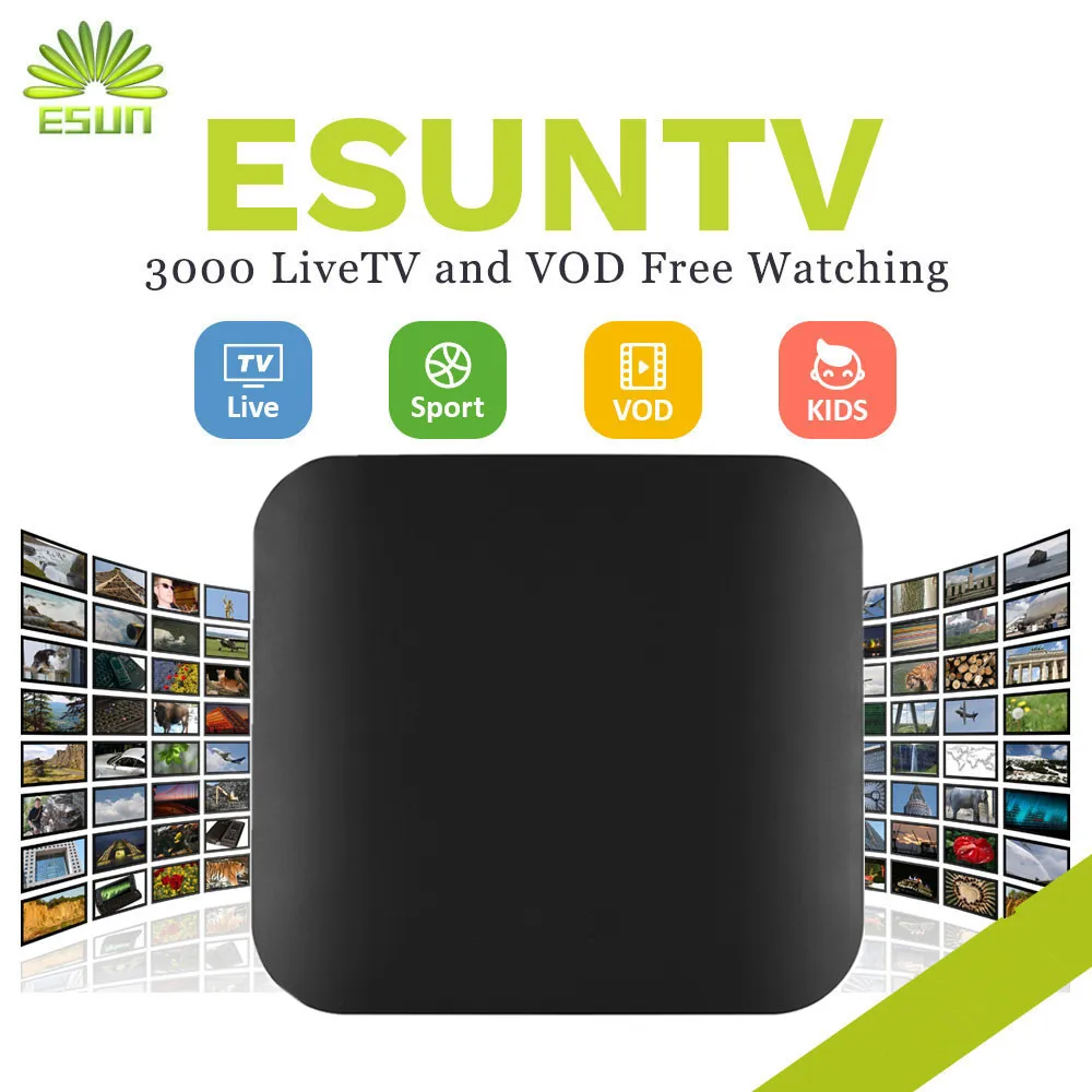 

ESUNTV 1 Year FREE IPTV included Android TV Box 2/16G Europe IPTV Spain Portugal tv America IPTV Set top box Sweden Albania IPTV