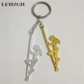 

LPHZQH Fashion Strip Dancer Key Chains Women Bag Pendant Accessory Pole Dancer Charm Car Keyring Jewelry Gold Color Color