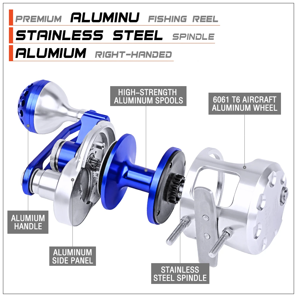 Алюминиевая Рыболовная катушка с ЧПУ(левосторонняя), катушка для джигинга, максимальная тяга, Морская Лодка, 14 кг, 16 кг, 19 кг, 21 кг, Троллинг, катушка