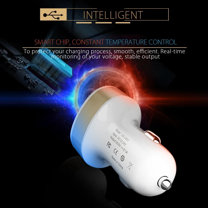 Tomkas Car Charger Universal Dual Port USB Car Charger For Moible Phone Car-Charger USB Adapter For Samsung Xiaomi Fast Charging (9)