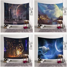 Digital Print Tapestry Wall Blanket Beach Towel, Moon Sky Bohemia Mandala Floral Carpet Wall Hanging Tapestry Wall Decoration sky ballons print tapestry wall hanging decoration