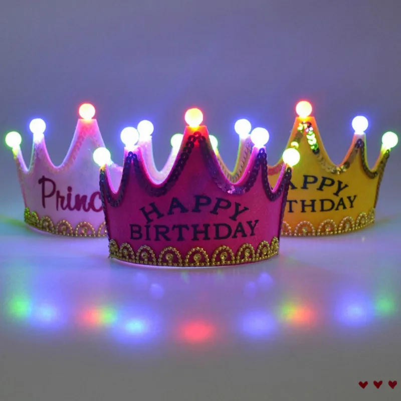 Красочные светодиодные День рождения с головным убором Детские корона украшения для душа реквизит для фотосессии