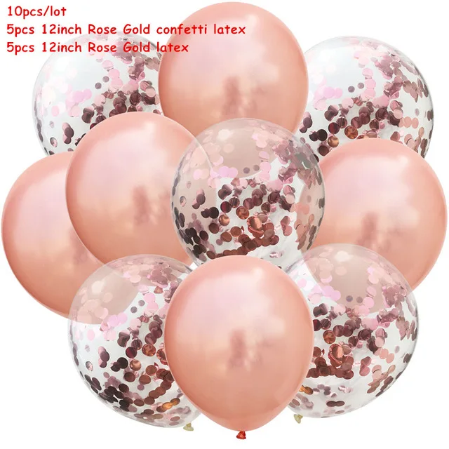 10 шт. 12 дюймов розовое золото конфетти латексные шары Свадебная вечеринка украшения Шампанское золотые шары воздушный шар на день рождения вечерние Декор - Цвет: 10pcs