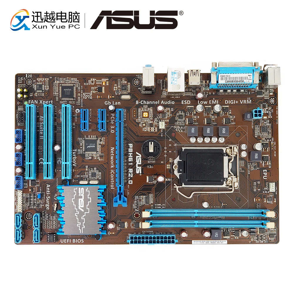 

Asus P8H61 R2.0 Desktop Motherboard H61 Socket LGA 1155 For Core i3 i5 i7 DDR3 16G SATA2 USB2.0 ATX Original Used Mainboard