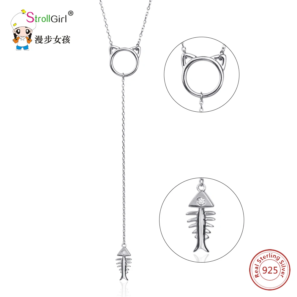 

StrollGirl 925 Sterling Silver Chain Pendant Necklace Fashion Jewelry New Arrivaled Long Necklaces & Pendants For Women 2017