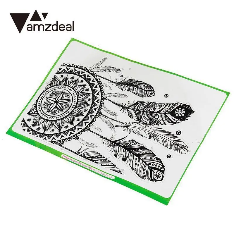 amzdeal Retro Feather Art Pattern Vinyl Decal Black Laptop Sticker For Macbook Air Laptop