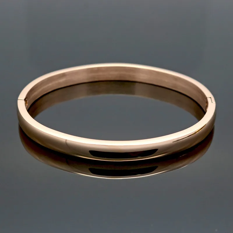 

Simple Smooth Couple Jewelry Stainless Steel Rose Gold Colour Lover Bangle Plain Love Bracelets & Bangles For Men Women Present