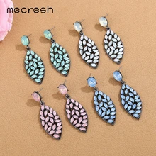 Винтажные висячие серьги Mecresh с кристаллами маркизы, модные ювелирные изделия, этнические индийские женские серьги-капли розового, синего, зеленого цветов MEH1464