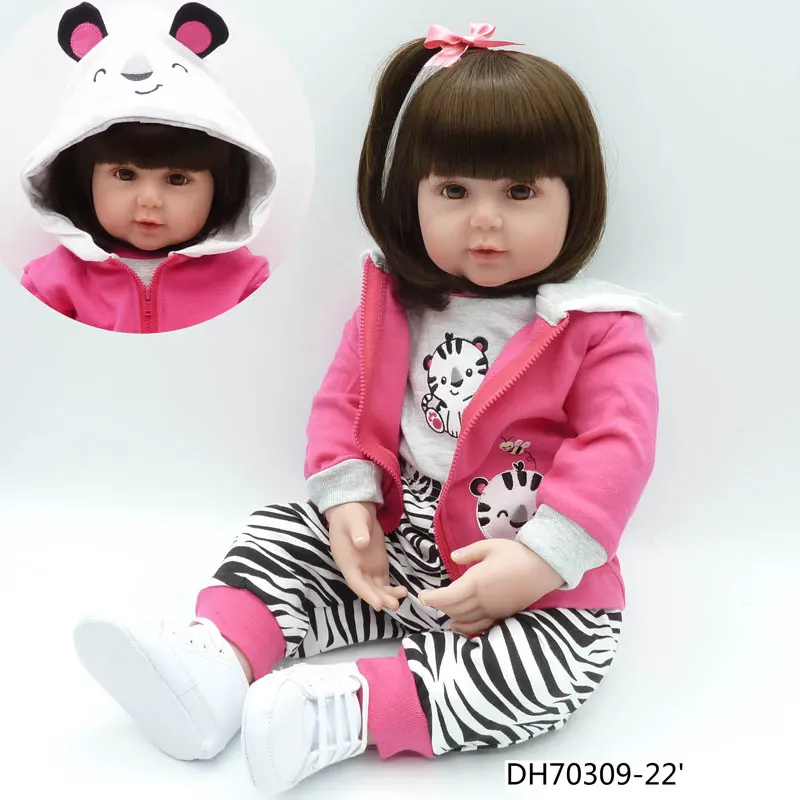 New Handmade Baby Doll 55cm Doll Reborn 22inch Silicone Reborn Doll Toys Lifelike Newborn Baby Simulation Eyelashes Brinquedos