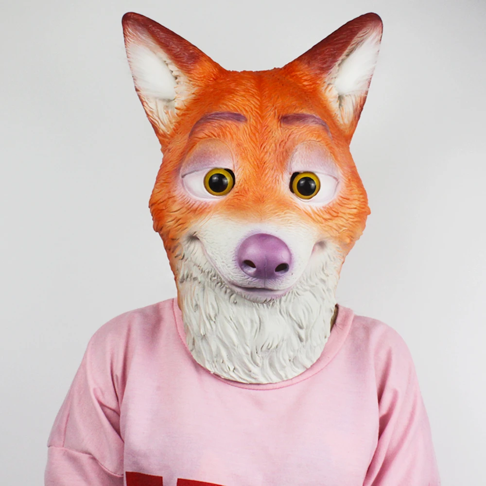 Fox Mask 2016 Movie Cosplay Mask Latex Zootopia Fox Nick Wilde Nick Wilde Helmet Nick Halloween Costume Prop Accessories (6)