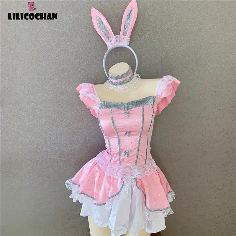 Playful Cute Pink Bunny Girl Erotic Uniforms Slim Dress Up Waiter Set Sm Outfit Sexy Cosplay 