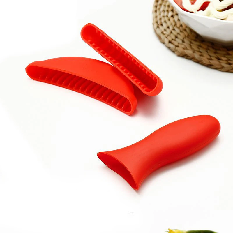 1 комплект Силиконовое изоляционное ручной высокого Температура ударопрочный нескользящий рукав Кухня инструменты - Цвет: Красный