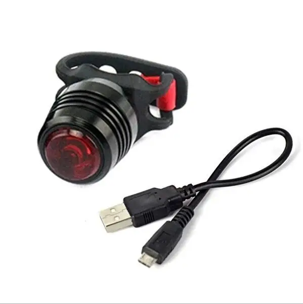 USB Перезаряжаемые 3-Mode велосипед задний фонарь велосипед задний Предупреждение красный светильник Алюминий сплав+ силикон - Цвет: Черный