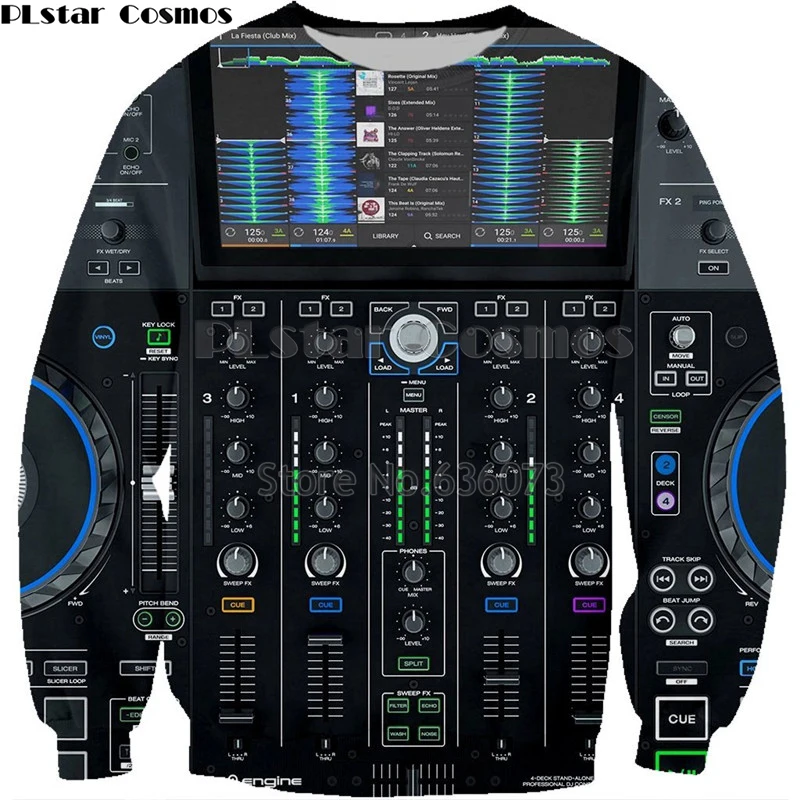 

Men Hoodies for Rock Dj disco player sweatsthirts Dj controller 3D HD printed Hoodie DJ Top LED Flashing Equalizer EL pullover 1