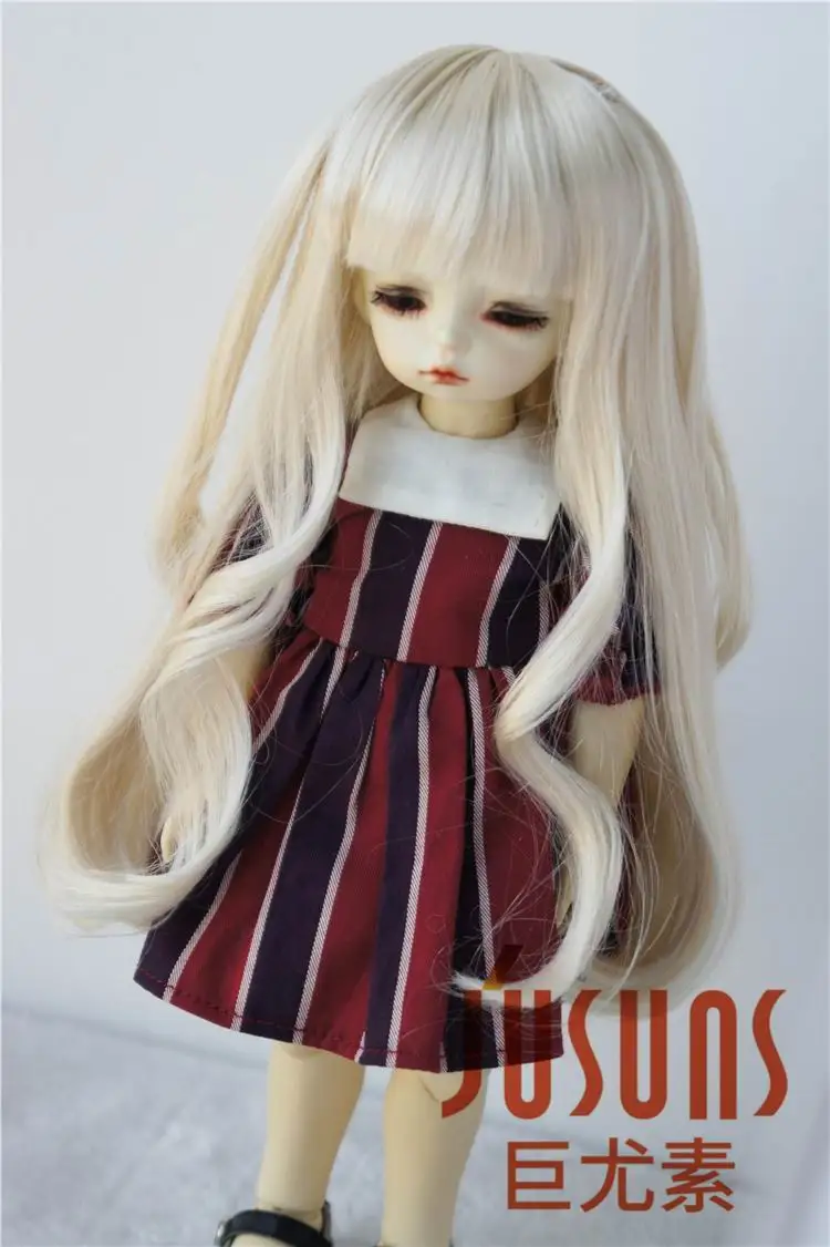 JD437 1/6 1/3 длинный парик с вьющиеся BJD syntheitc мохер парик YOSD SD Симпатичные куклы волосы Размер 6-7 дюймов 8-9 дюймов BJD куклы аксессуары - Цвет: 6-7inch Blond SM202