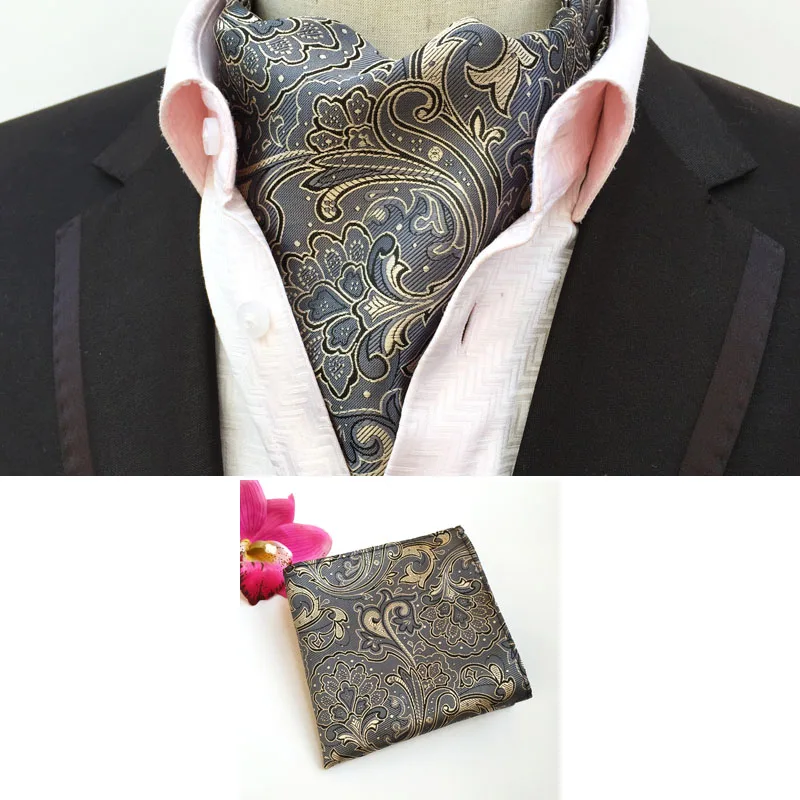 Дизайнер Господа Формальные шарф комплект Свадебная вечеринка шейный платок комплекты геометрический узор Пейсли