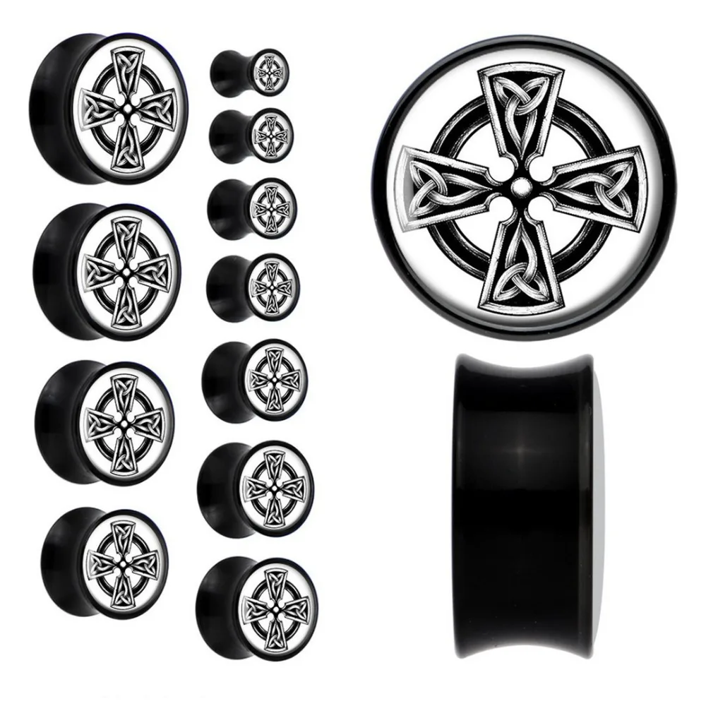 Black Acrylic Black and White Celtic Cross Saddle Plug