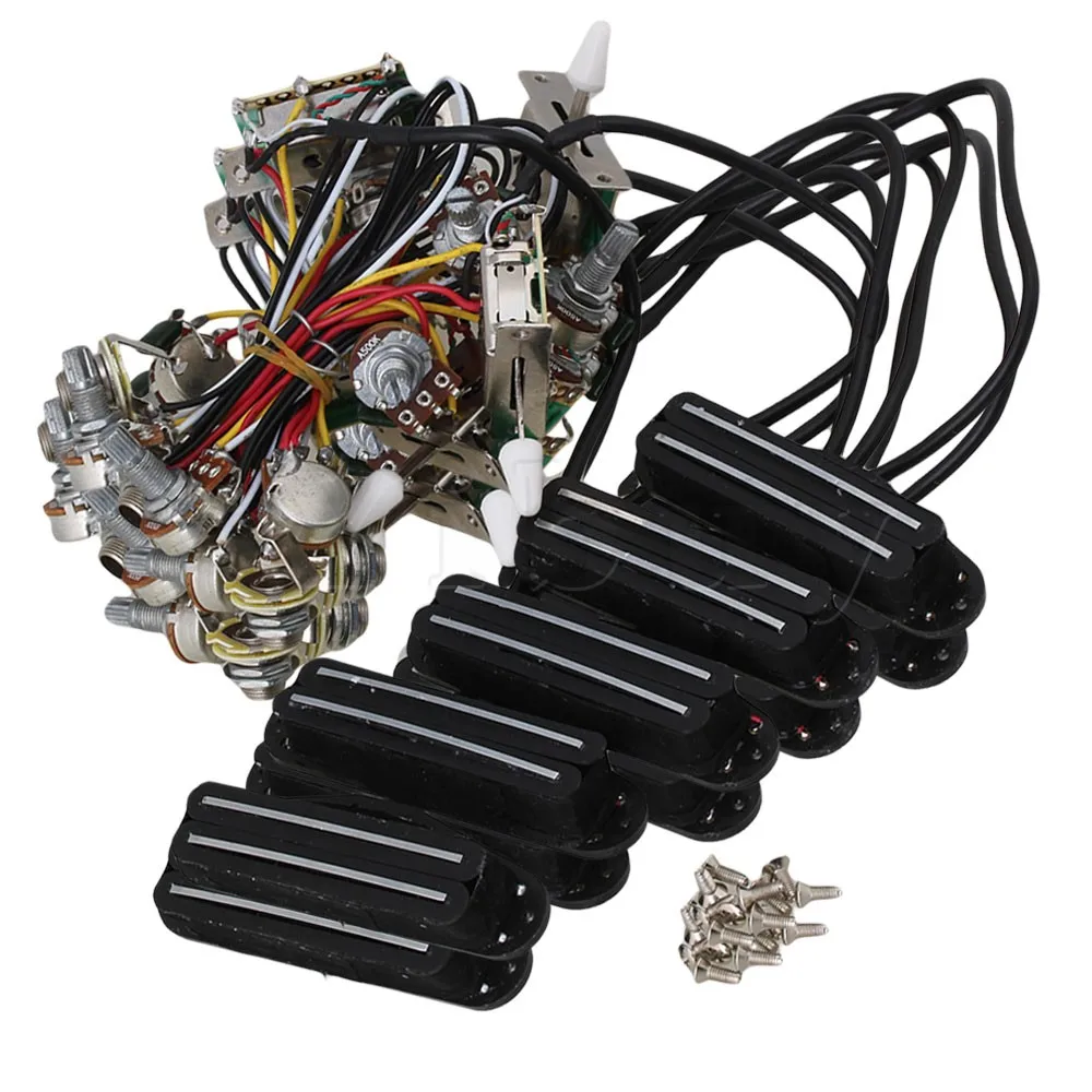 

Yibuy 10xElectric Guitar Circuit Wiring Harness Twin-Coil Pickup&3way Switch Set
