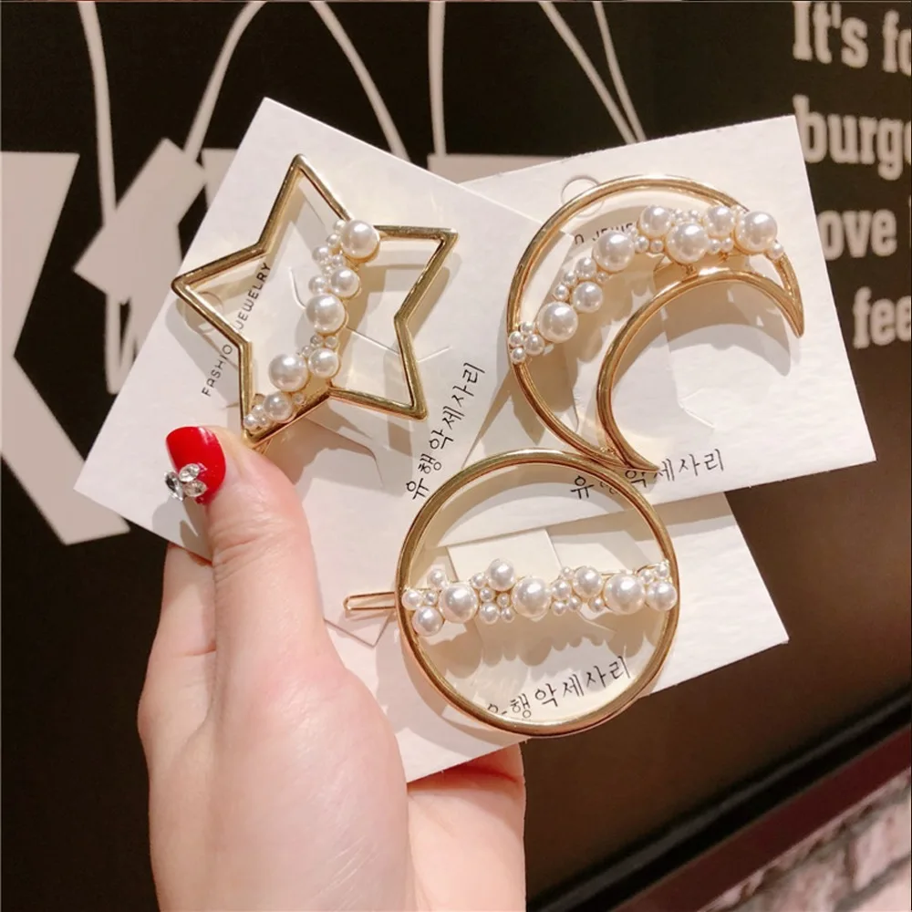 

Fashion Women Full Hair Pearl Clips Sweet Imitation Korean Style Hairpins Alloy Headmade Hair Accessories Hair Clips