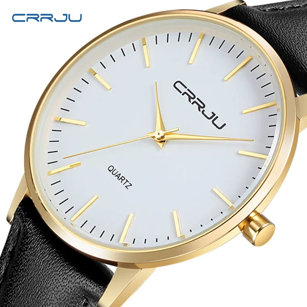 

7.5mm Ultra-thin Men's Watch BriefCRRJU Watches Simple Business Men Quartz Watch Men Luxury Masculine Male Clock reloj hombre