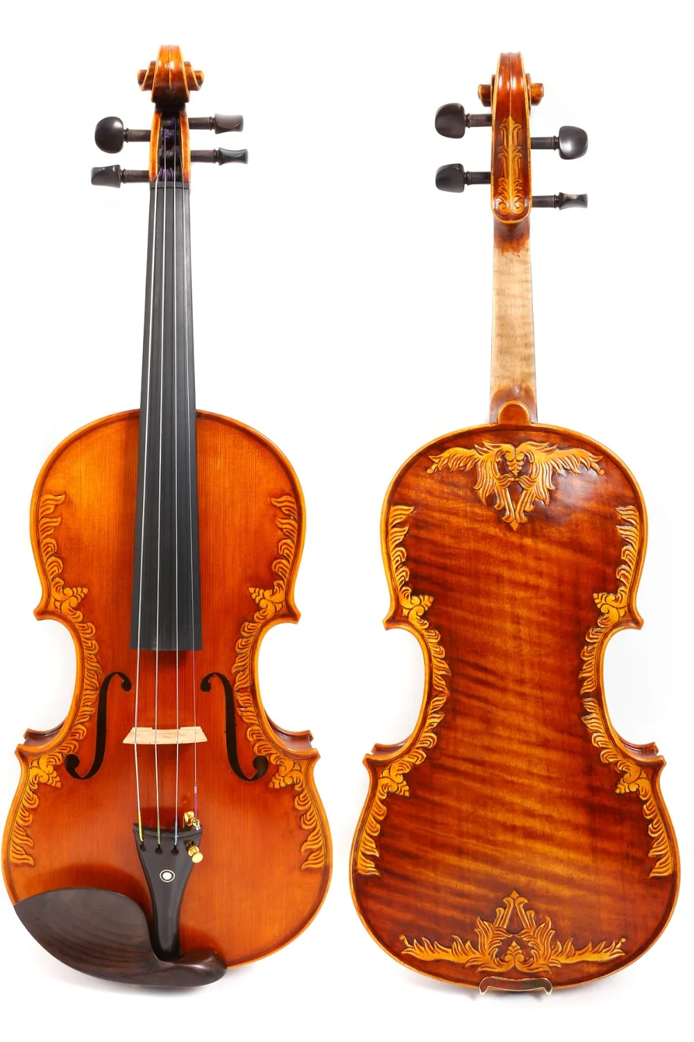 

4/4 Violin One piece Tiger Flame maple Spruce wood Hand Carved Pattern Master level Strong Light