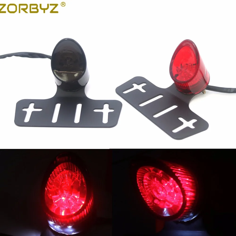 ZORBYZ мотоцикл черный светодиодный сзади лицензии Хвост тормозной фонарь лампа для Harley Bobber Chopper Пользовательские