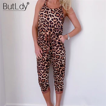 

Print Leopard Rompers Womens Tank Jumpsuit Summer 2019 Off Shoulder Sleeveless Long Harem Pants Bodysuit Casual Sports Overalls
