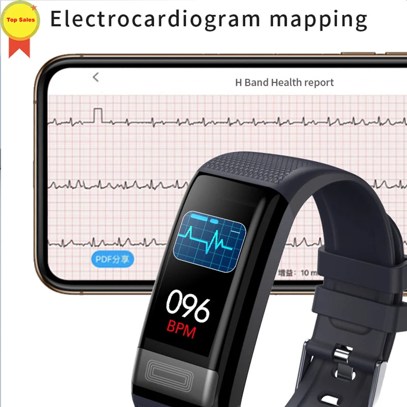  ECG PPG Smart Bracelet Band Blood Pressure Heart Rate Watch Fitness Tracker Wristband for IOS Iphon - 33043613381
