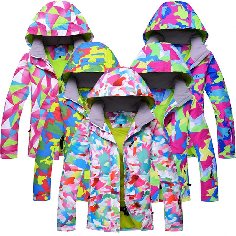 

Windproof Technology Colorfull Printed Women Snowboard Ski Jacket Wear Women's Snowboarding Clothing Windproof Rain Jacket