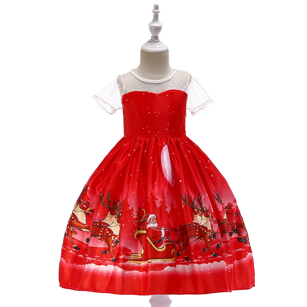Berngi/новое красивое платье с принтом для девочек; vestidos; платье принцессы Санты для маленьких девочек; рождественские наряды; одежда
