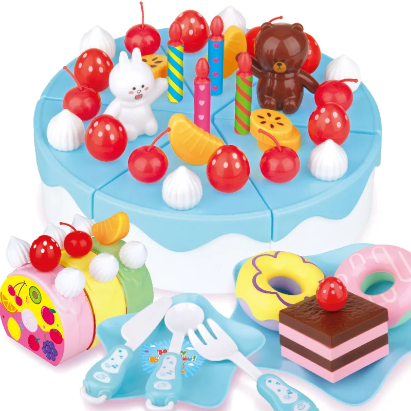 Поддельный фруктовый торт дети игрушечный миксер играть пластиковые резки Minature еда игрушка Diy День рождения Шутка Подарок 63 шт./компл