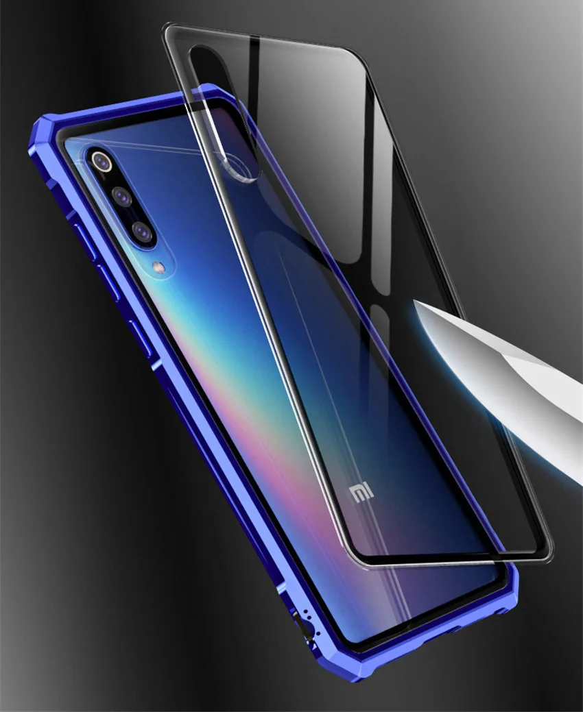 For Xiaomi Mi 9 Case Metal Bumper Glass Back Cover For Xiaomi 9 mi9 Transparent Tempered Glass Phone Case (3)