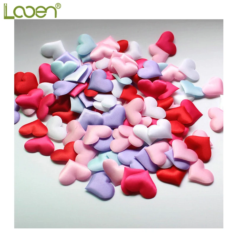 

Cheap ! 100pcs Fabric Heart dia 3.5x3.5cm / 2x1.5cm Wedding Party Confetti Table Decoration Birthday Party Decorative Supplies