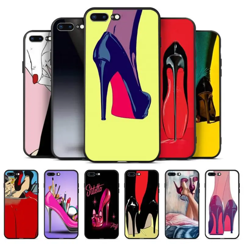 

Babaite red high heel shoes Pattern Soft Silicone phone Cover for iPhone 6S 6plus 7 7plus 8 8Plus X Xs MAX 5 5S XR