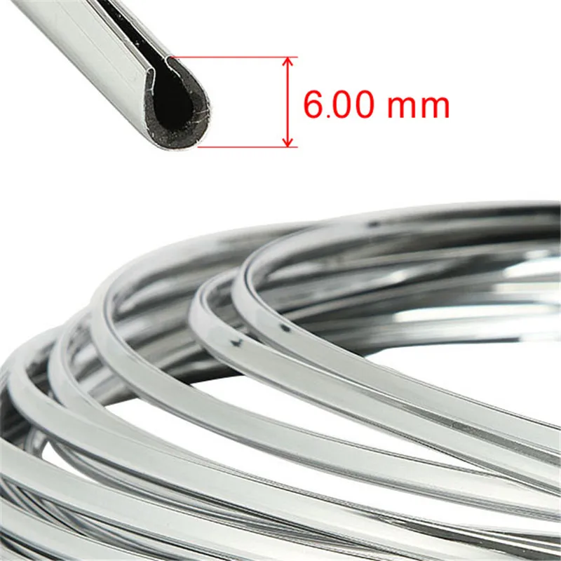 

Auxmart 6mm x 3m Chrome Silver Interior Mouldings Strip Exterior Interior Parts for Skoda octavia Kia rio VW polo Seat leon Ford