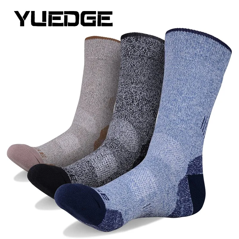 

YUEDGE 3 Pairs Men's Cotton Cushion Crew Outdoor Cycling Socks Sports Socks running socks Climbing Walking Trekking Hiking Socks