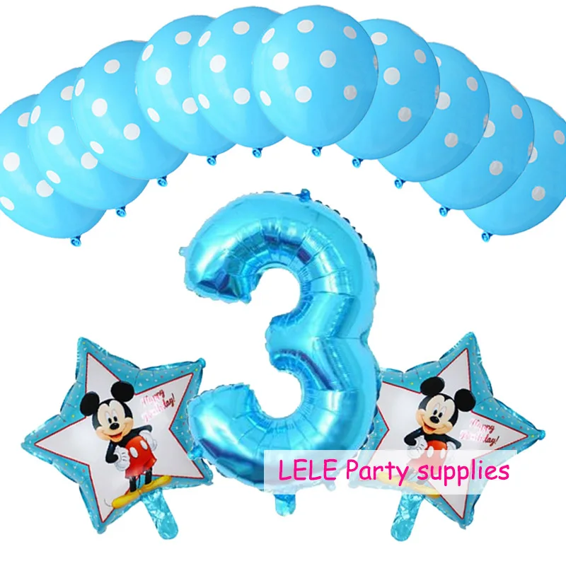 13 шт., детский декоративный шар с 3th днем рождения Микки и Минни Маус, 18 дюймов, воздушные шары из гелиевой фольги с цифрами в форме сердца, латексные шары в горошек - Цвет: U