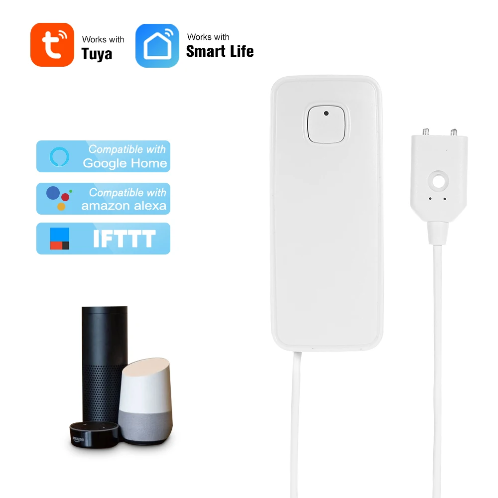 Wi Fi датчик утечки воды детектор оповещение о превышении уровня сигнализация Tuya