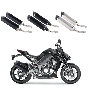 

Motorcycle Full System Exhaust Muffler Escape Middle Link Round Pipe Slip On For Kawasaki Z1000 2010-2017