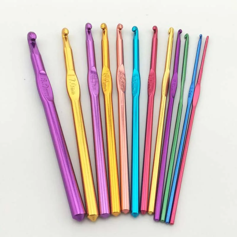 

1pcs Sewing Needle + 10pcs Plastic Markers, Aluminium Alloy Crochet Hooks Needles Knit Weave Craft Sewing Tool Knitting Needles