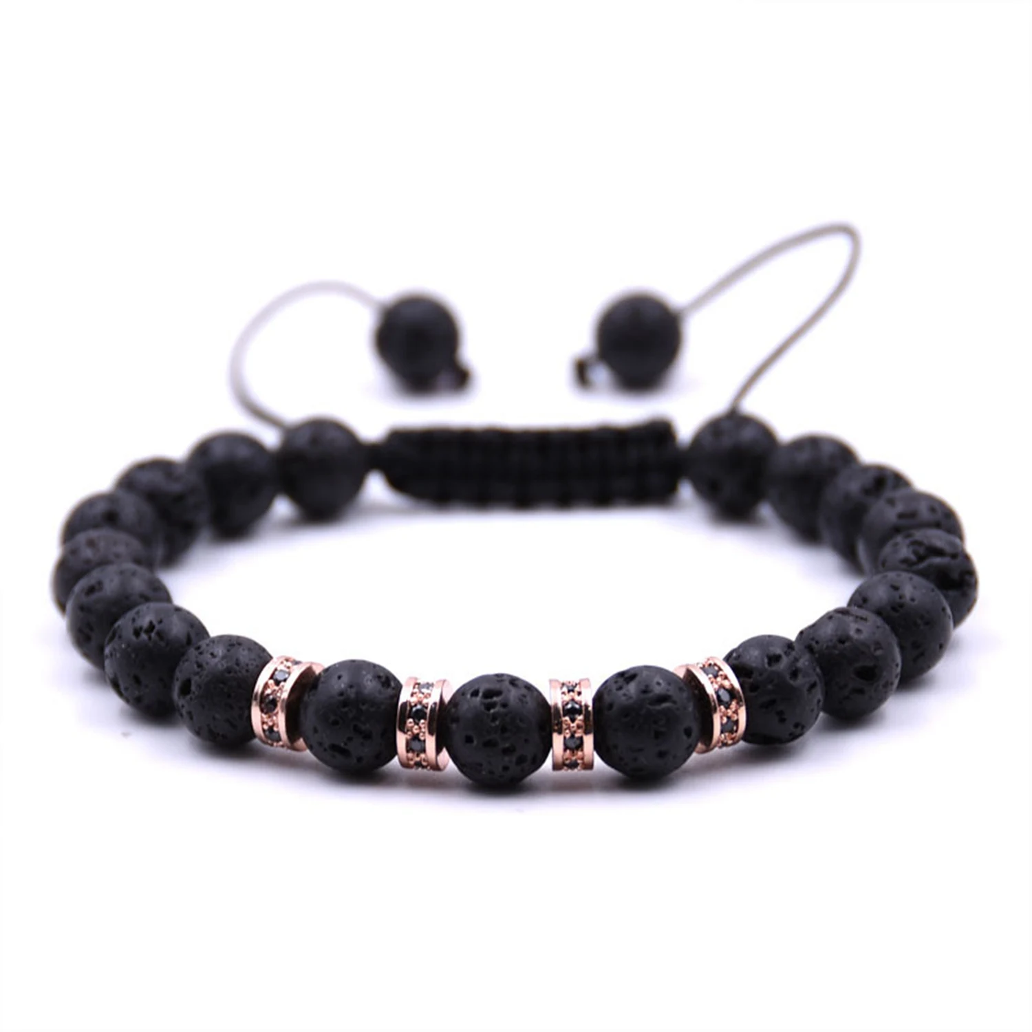 

Fashion Volcanic Stone Charm Bracelet Men's 8mm Handmade Natural Bead Women's Accessories Pulseira hombres