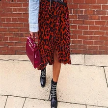 Bazaleas дикий Леопардовый принт Женская миди юбка винтажная Высокая талия женские юбки сексуальная тонкая юбка Повседневная Прямая