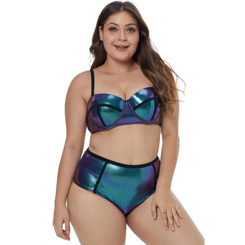 

Women Swimwear Beach Tankini Bikini Set Sexy Plus Size Chest Gathered Summer Swimsuit Adjustable Shoulder Printed Bathing Suit