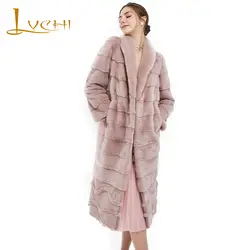 Lvchi winter2017 импортные Корона Лебедь бархат норковая шуба Для женщин плиссе волны Сократить Натуральный Мех животных Пальто для будущих мам